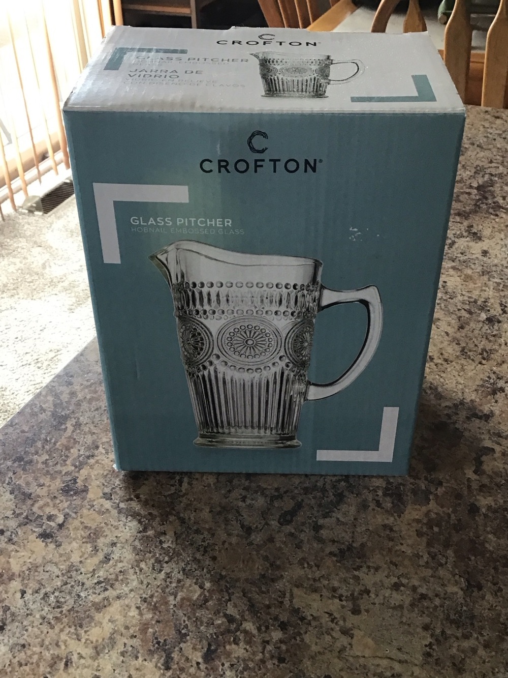 Crofton Embossed Glass Pitcher - Elegant Serveware